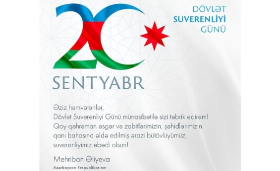 BİRİNCİ VİTSE-PREZİDENT DÖVLƏT SUVERENLİYİ GÜNÜ MÜNASİBƏTİLƏ PAYLAŞIM EDİB