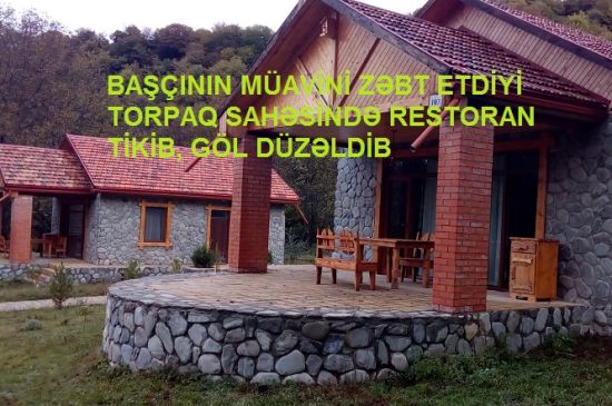 BAŞÇININ MÜAVİNİ ZƏBT ETDİYİ TORPAQ SAHƏSİNDƏ RESTORAN TİKİB, GÖL DÜZƏLDİB